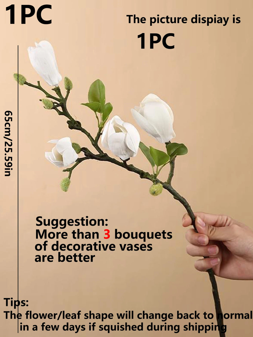 Artificial Magnolia Silk Branch Stem