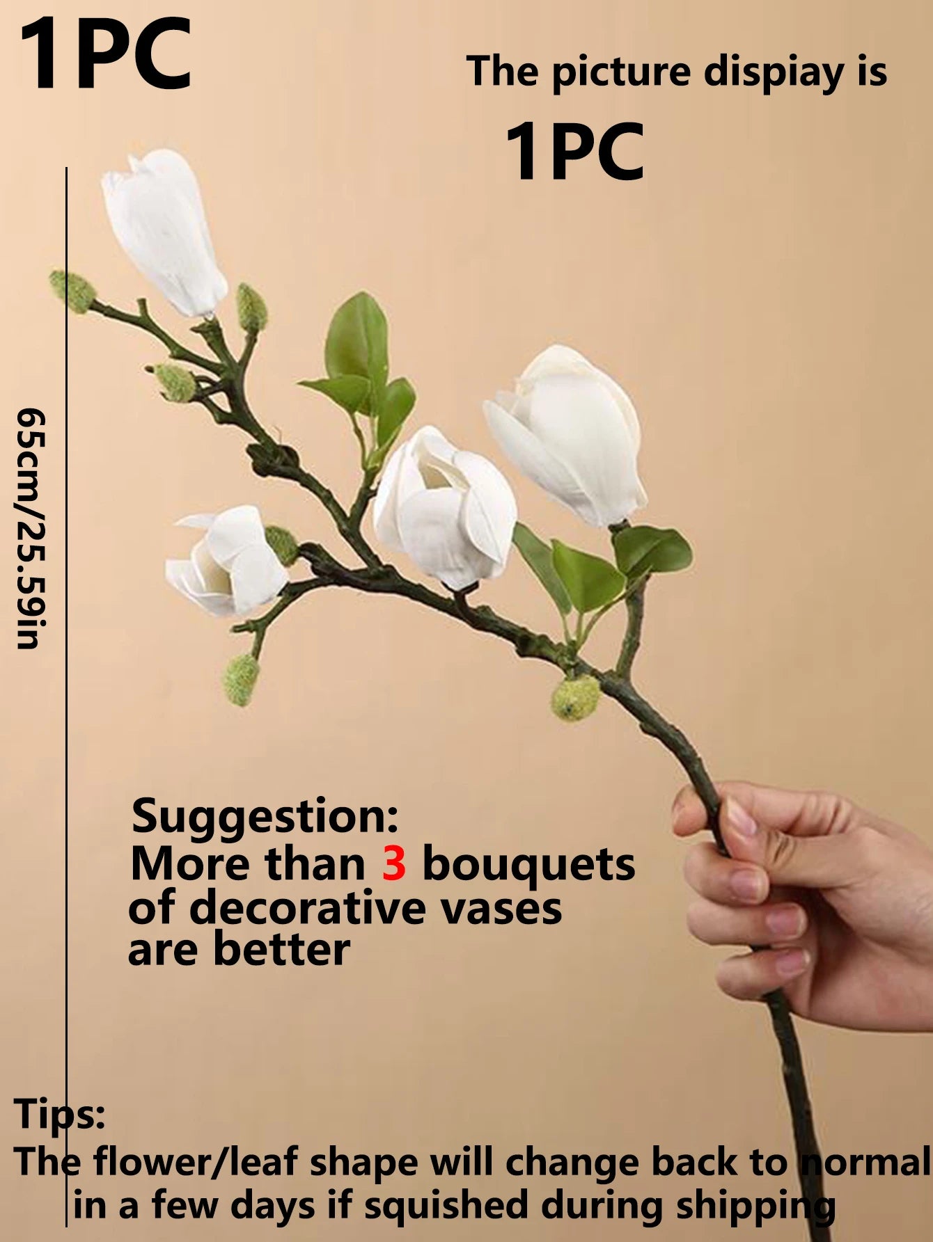 Artificial Magnolia Silk Branch Stem