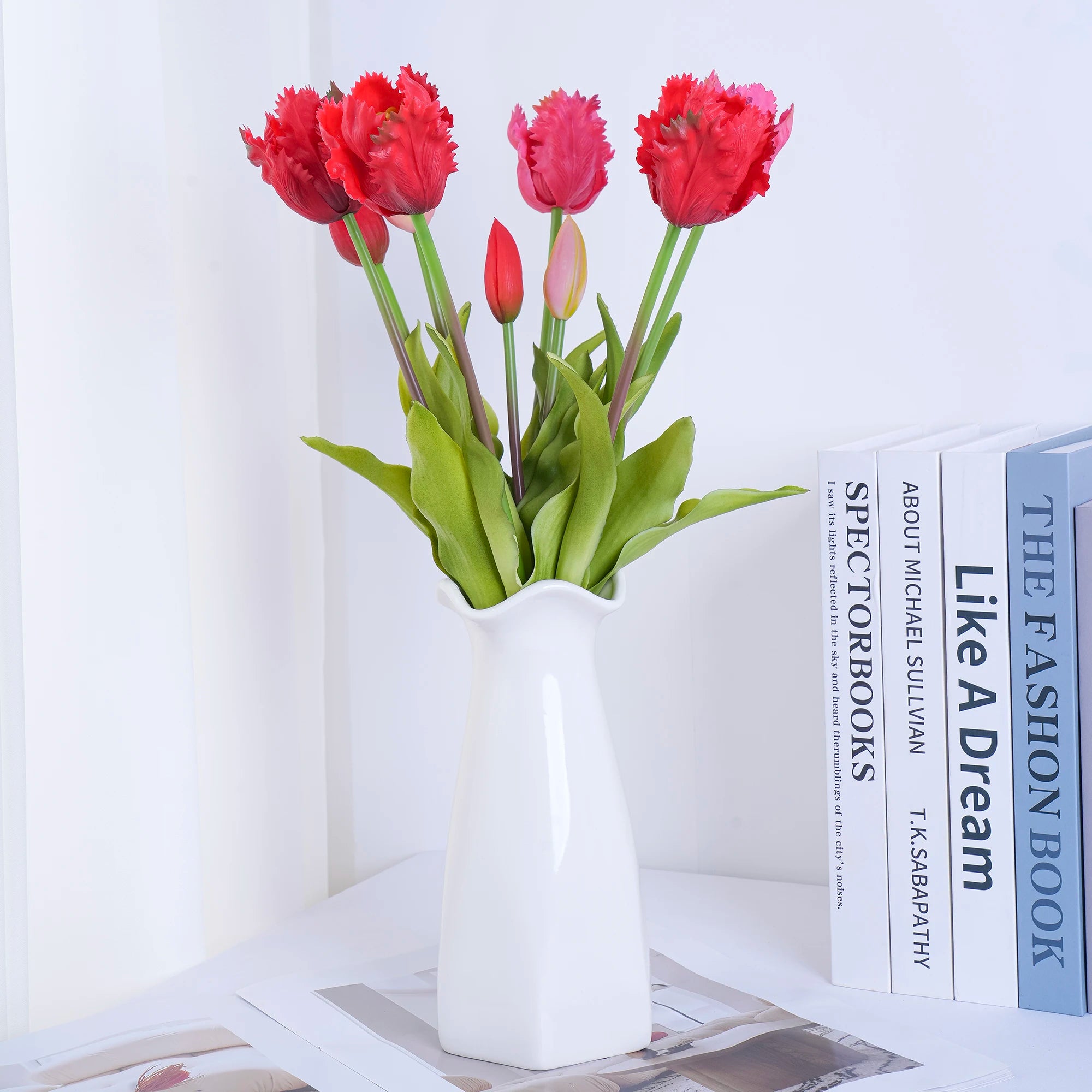 Parrot Wave Real Touch Tulip Artificial Flowers Bulk – Soft Silicone Latex Faux Tulip Bouquet | Perma Petals
