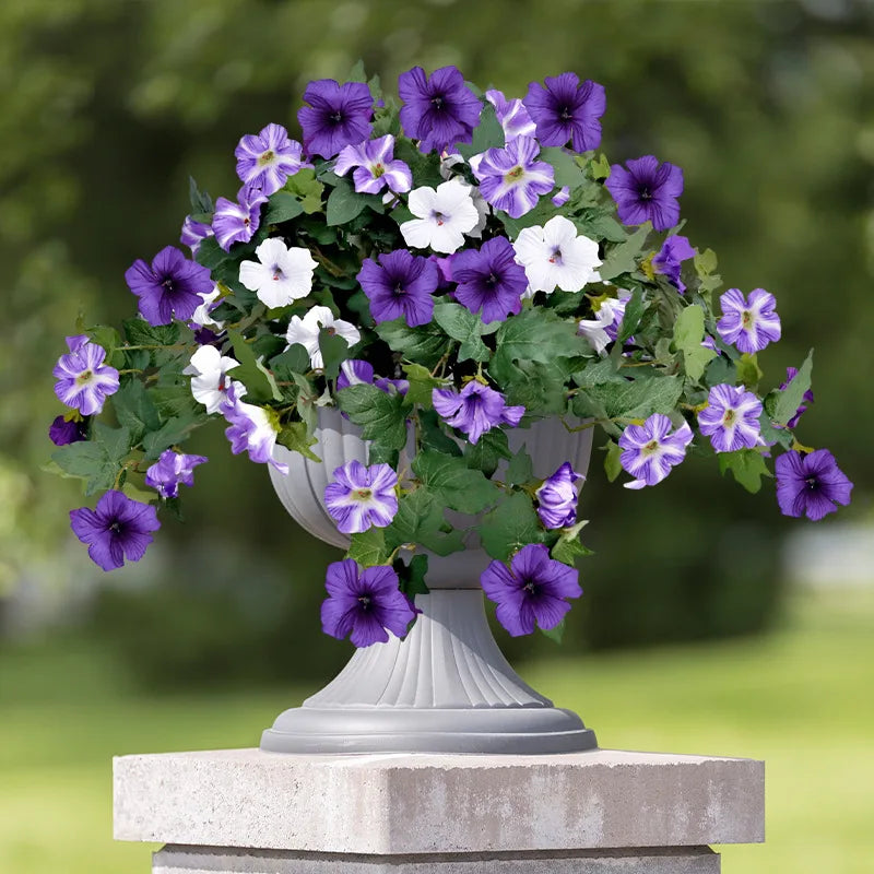 Artificial Morning Glory Flower Branch – 25×15.5inch Faux Purple Red Vine Plant for Outdoor Garden Decor, Living Room Floral Arrangement, Wedding & Home Decoration