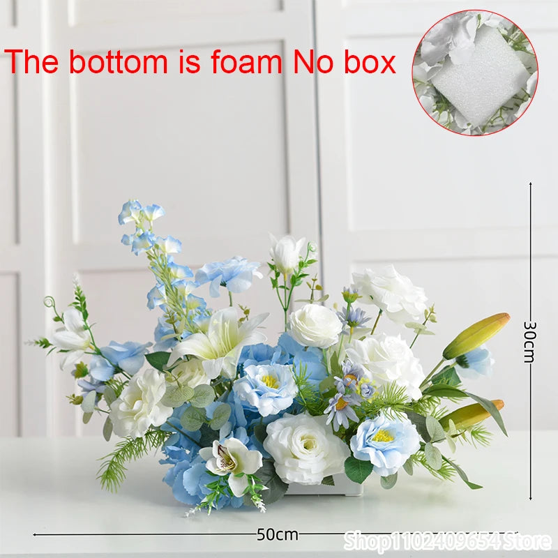 Artificial Rose Peony Flower Row Runner – Silk Wedding Backdrop Garland for Arch Decor, Table Centerpieces, Stage & Event Decoration