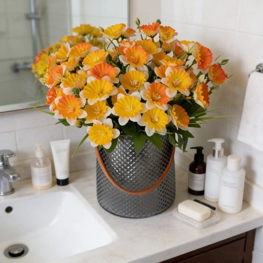 Artificial Daffodil Bouquet – Silk Multi-Head Floral Arrangement