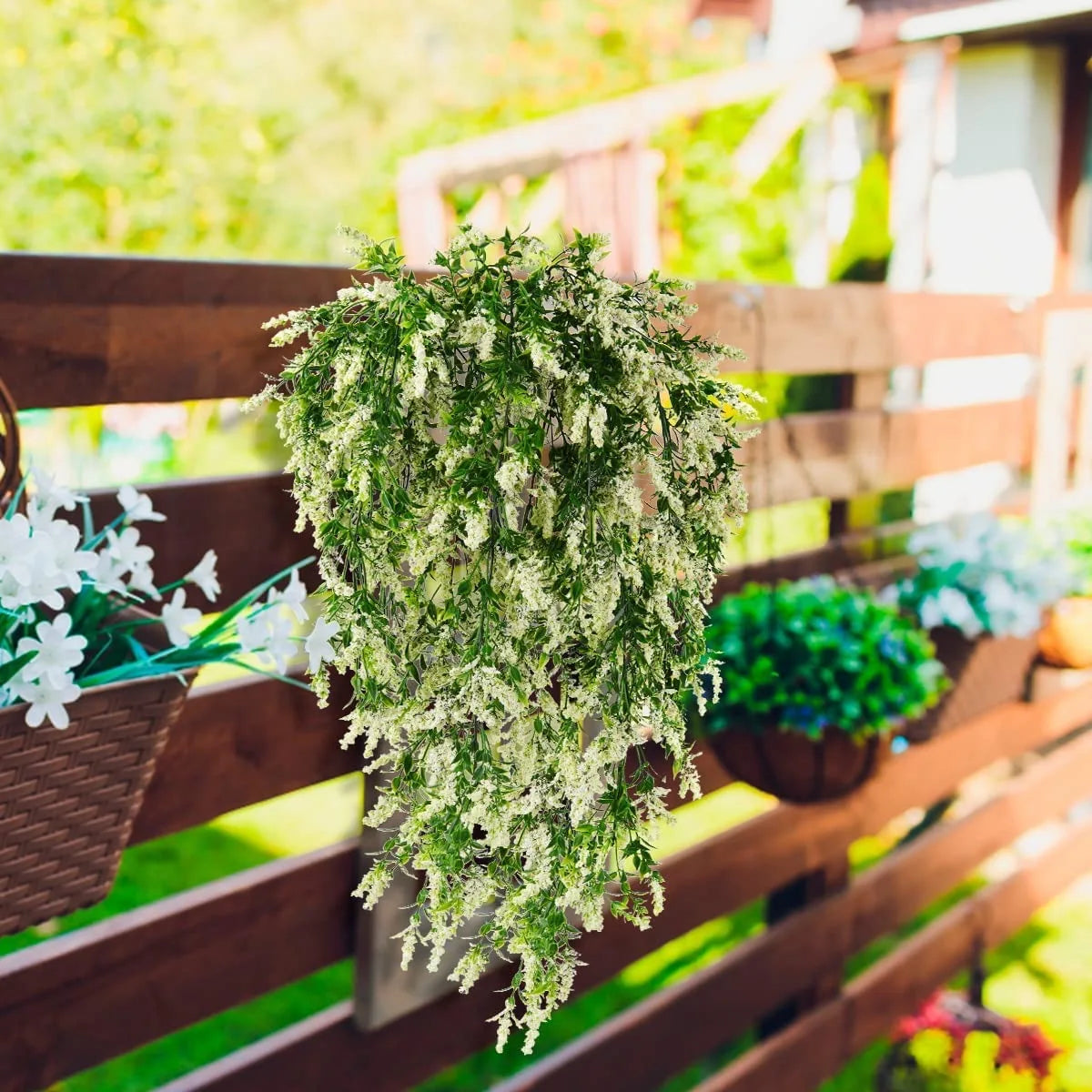 2PCS Artificial Baby’s Breath Ivy Vine – Hanging Faux Flowers Garland for Wedding Decor, Garden, Window, Home Wall & Outdoor Floral Decoration