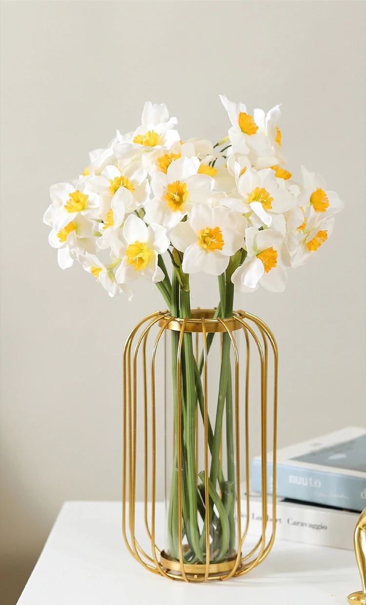 6/18PCS Realistic Faux Daffodil Flowers Bulk – Polyurethane Artificial Daffodil Bouquet