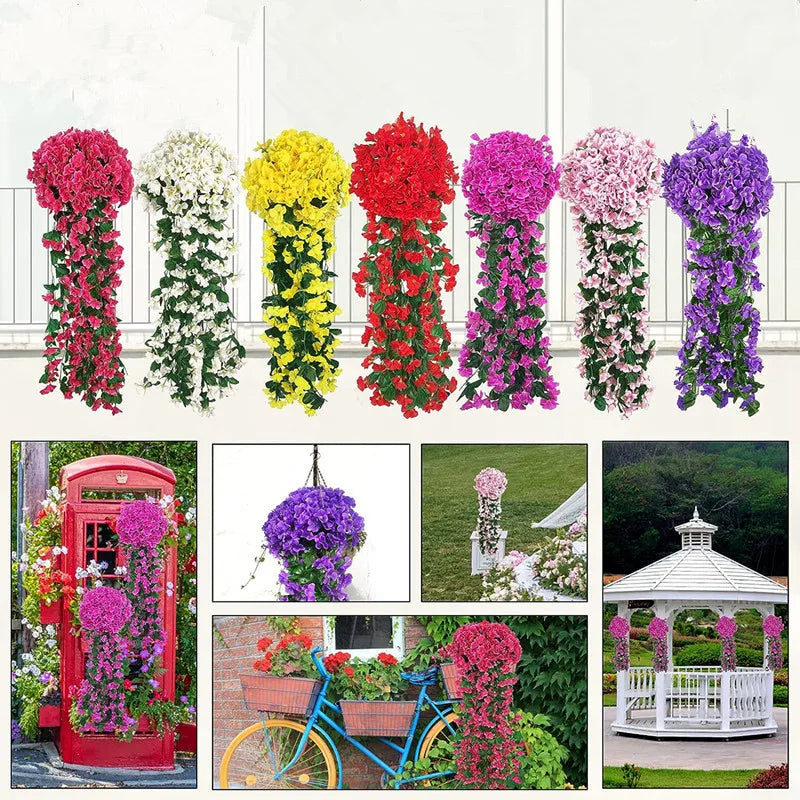 Artificial Violet Ivy Hanging Flower Garland – Faux Plastic Vine for Wedding Arch Decor, Party Backdrop, Home, Garden & Outdoor Decoration