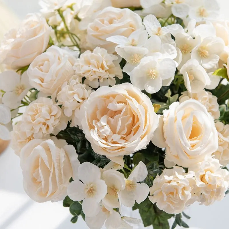 Bulk Artificial Rose Peony Hydrangea Wedding Bouquet