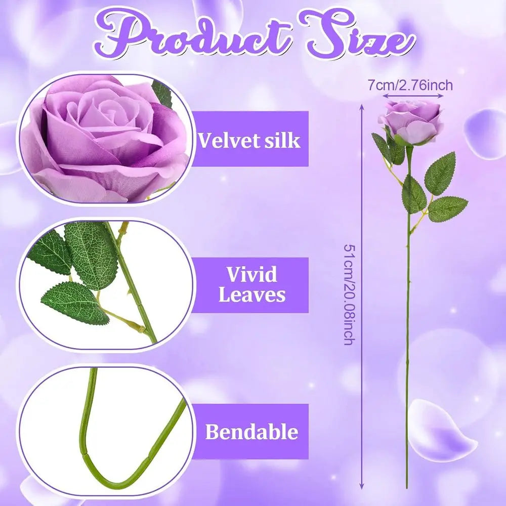 90PCS Artificial Long Stem Roses – Velvet Touch Bulk Flowers