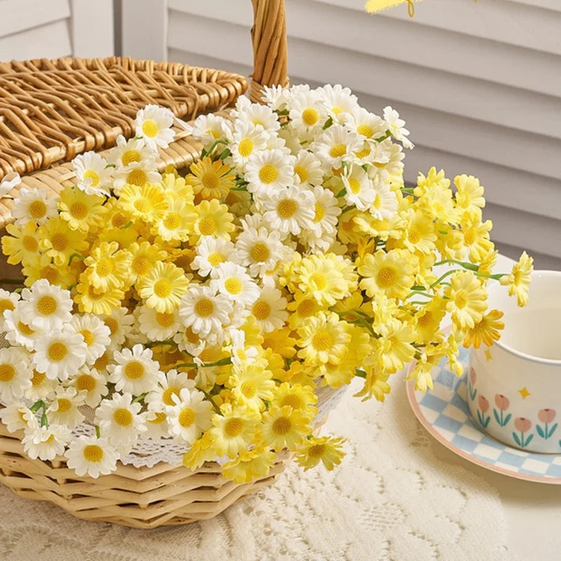 6PCS Artificial Daisy Bulk Bouquet – Polyester Faux Daisy Flowers
