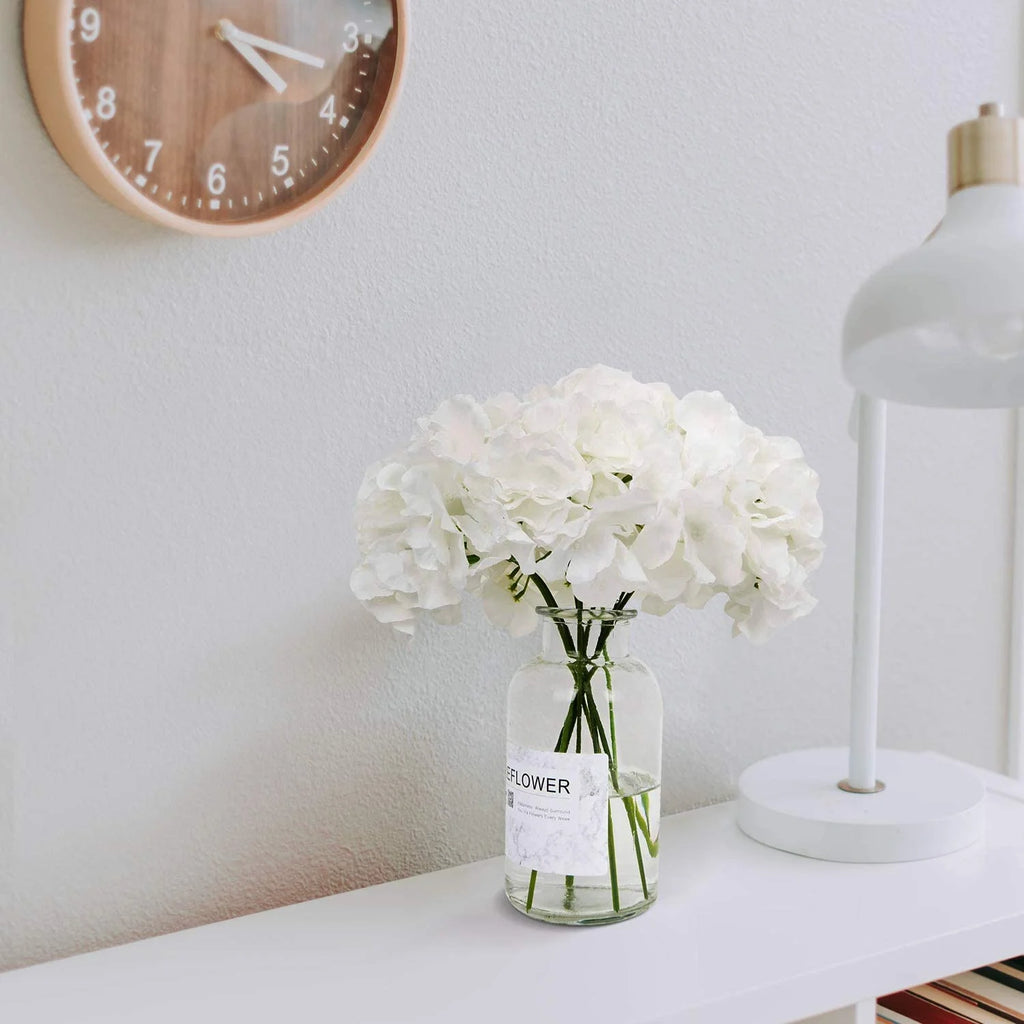 10PCS Artificial White Hydrangea Flowers – Real Touch Silk Hydrangea Branch Stems, Faux Hydrangea Bouquet for Wedding, Home Decor & Centerpieces