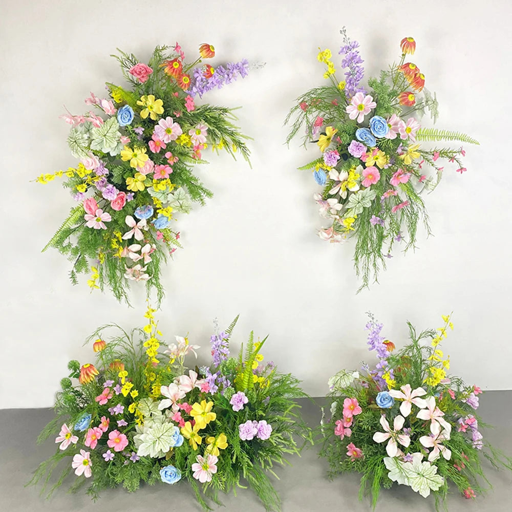 Artificial Green Plants & Rose Wedding Backdrop Flower Row – Silk Hanging Floral Arrangement for Event Stage, Party Decor, Ceremony Arch & Floor Decoration
