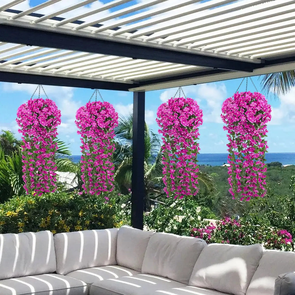 Artificial Violet Ivy Hanging Flower Garland – Faux Plastic Vine for Wedding Arch Decor, Party Backdrop, Home, Garden & Outdoor Decoration