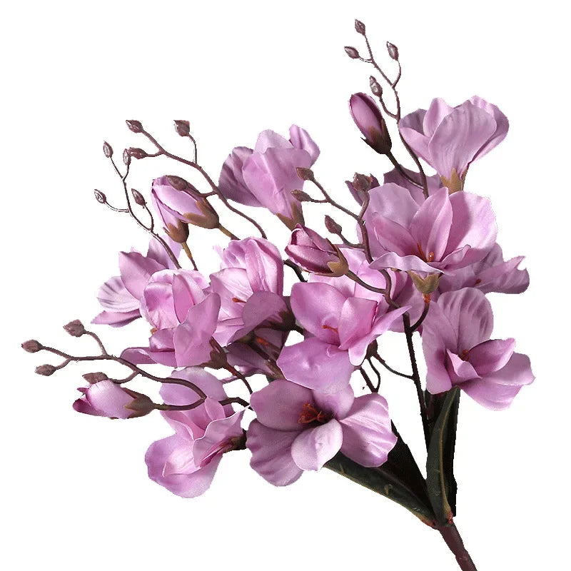 Artificial Magnolia Flower Bouquet – 5 Forks 20 Heads Faux Magnolia Flowers for Wedding Decor, Home Table Centerpieces, Living Room Floral Arrangement