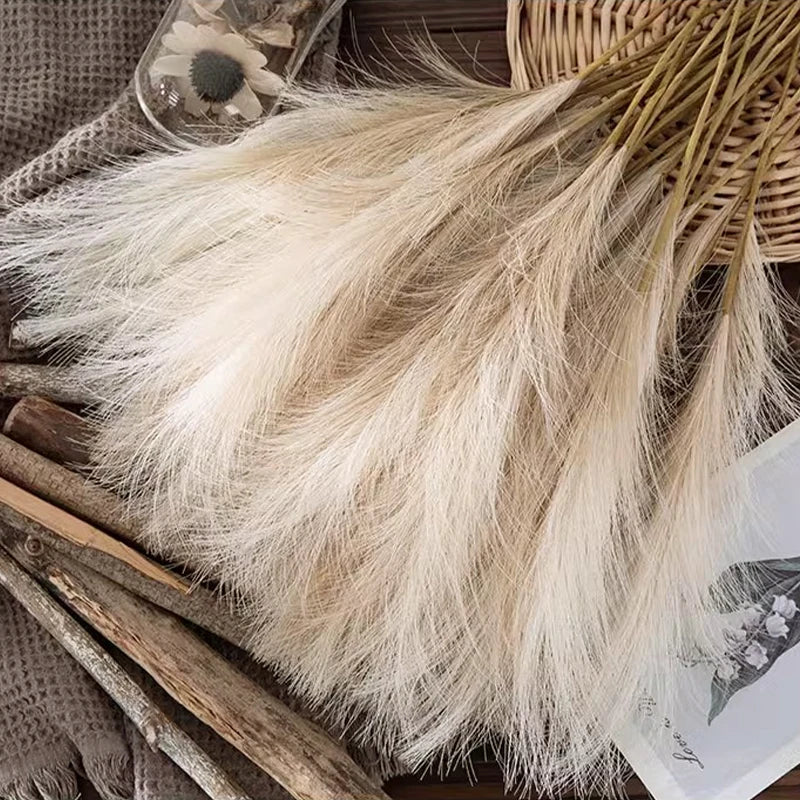Artificial Pampas Grass Boho Bouquet Bulk (5–10 PCS) – Faux Reed Grass Stems