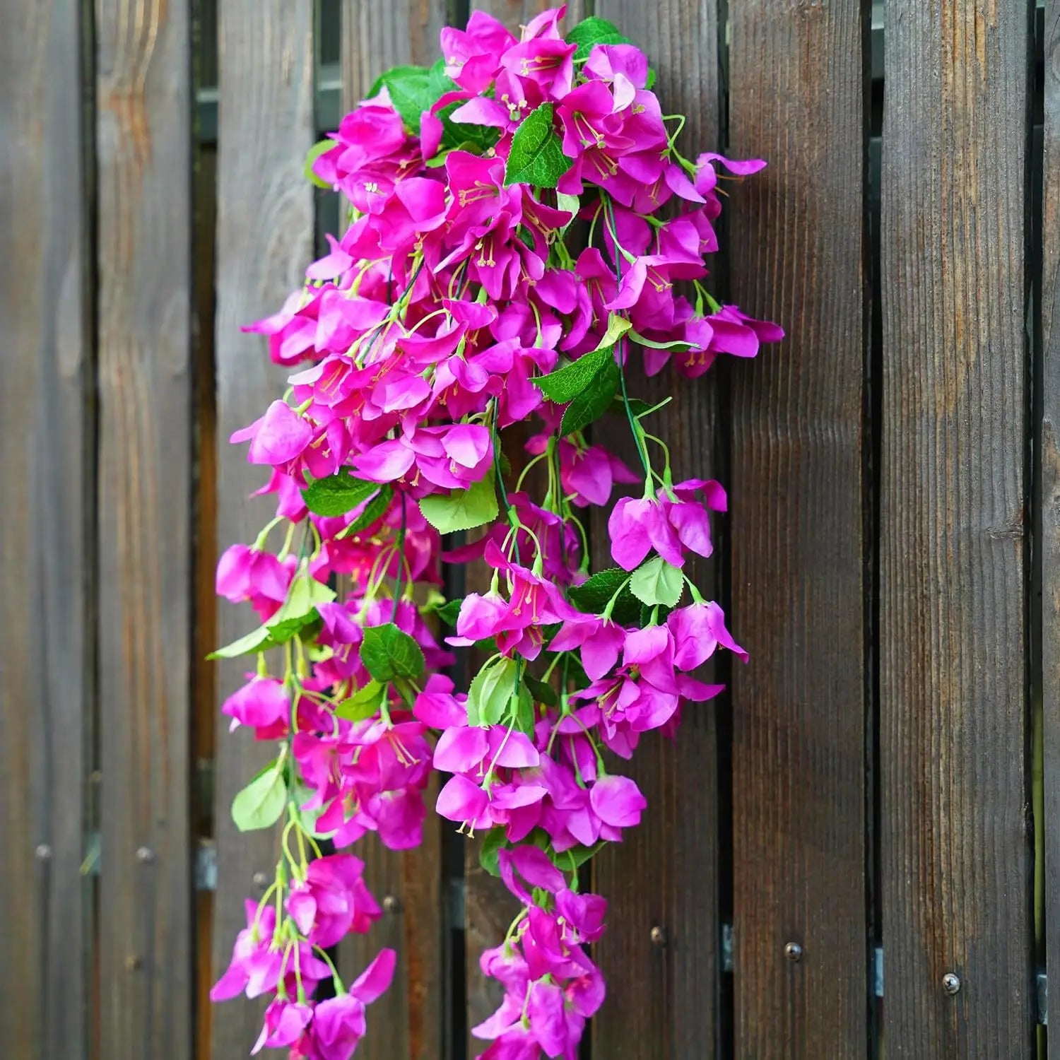 2PCS Artificial Bougainvillea Hanging Flowers – UV Protected Silk Vine Garlands for Outdoor Balcony, Garden, Patio & Home Decoration