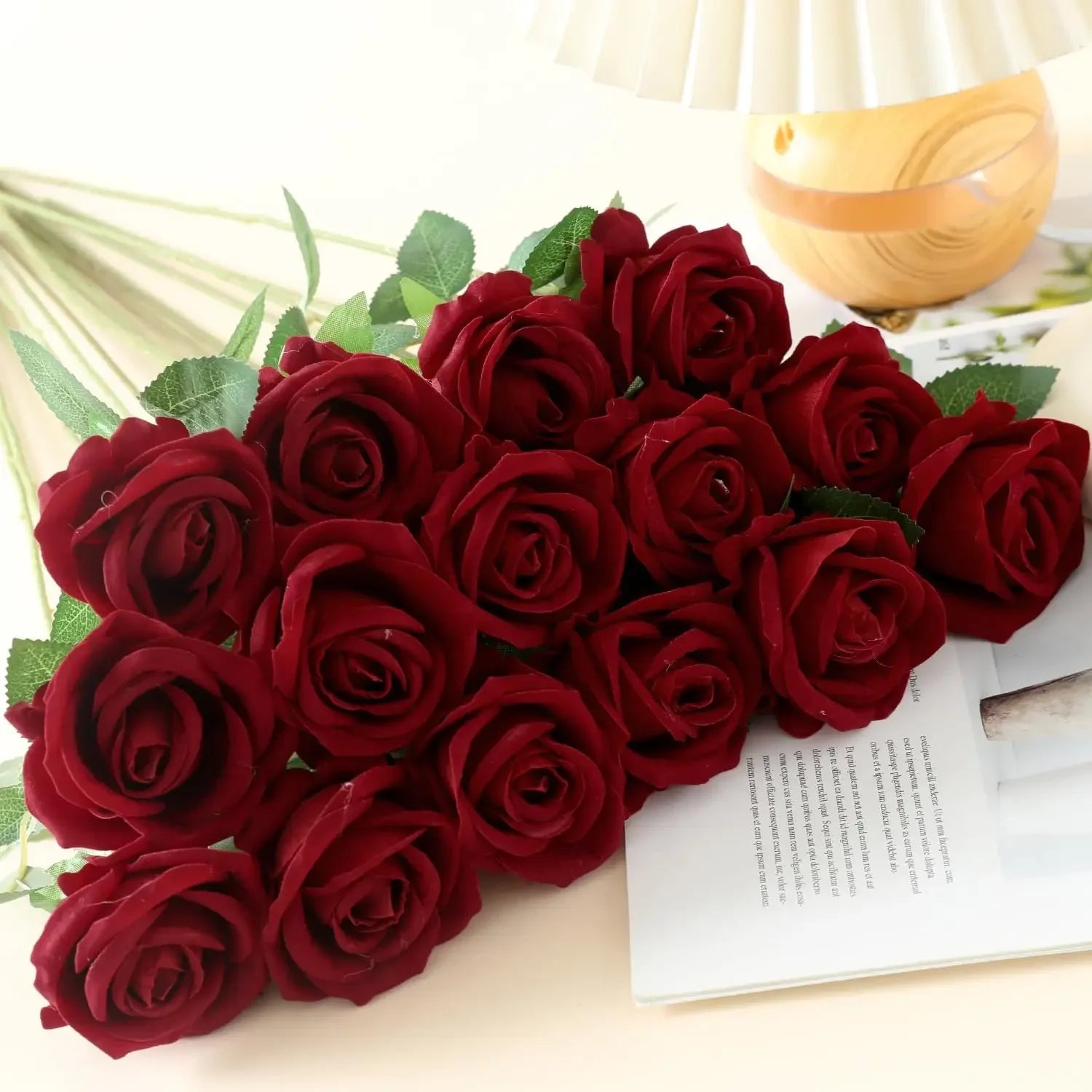 50PCS Bulk Artificial Velvet Roses – Faux Wedding Bouquet Flowers