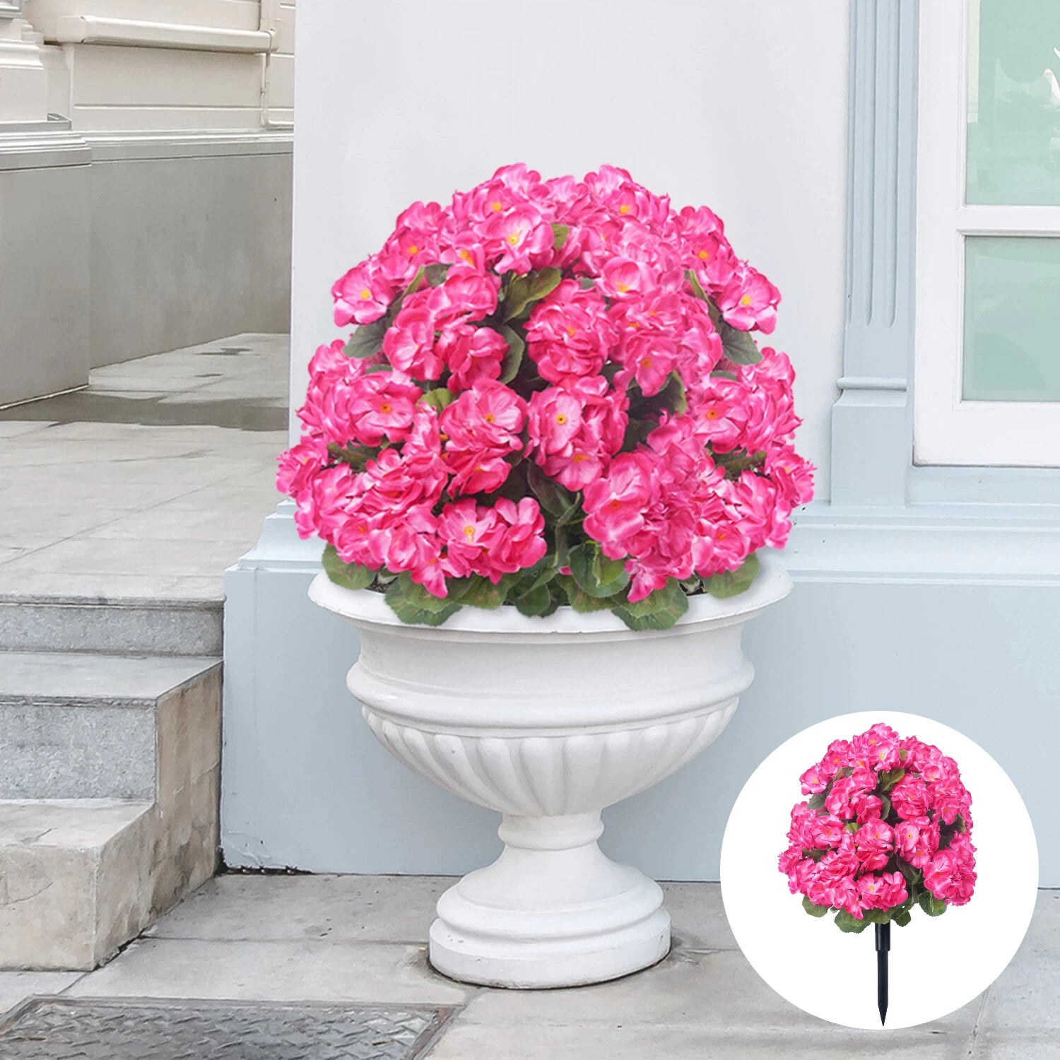 Artificial Begonia Flowers Bulk – Faux Bush Spikes for Outdoor Planters