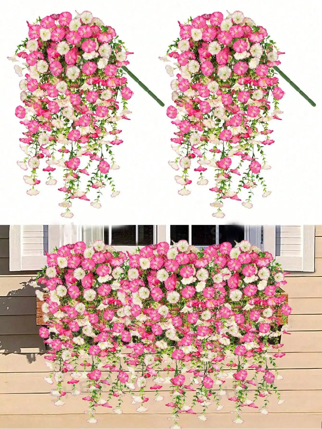 1/10PCS Artificial Morning Glory Hanging Flowers – UV Resistant Faux Petunia Vine Plants for Outdoor Wall, Garden, Porch, Wedding & Home Decor