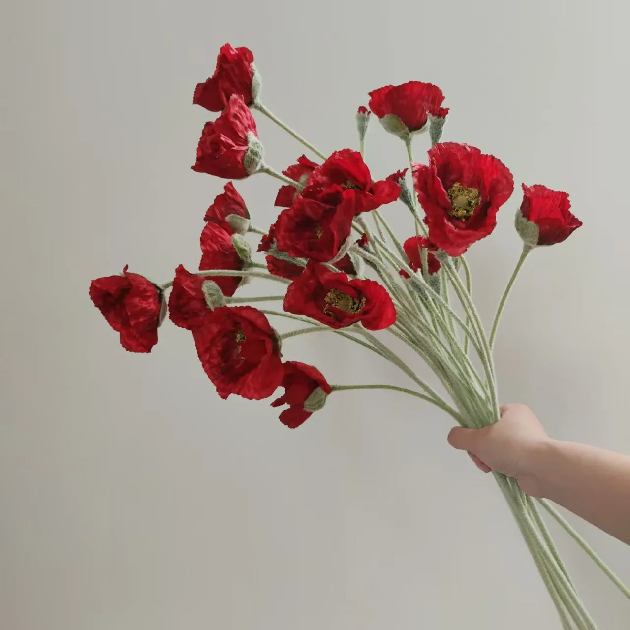 Artificial Poppy Stems – 65cm Long Faux Flowers for Wedding, DIY Decor