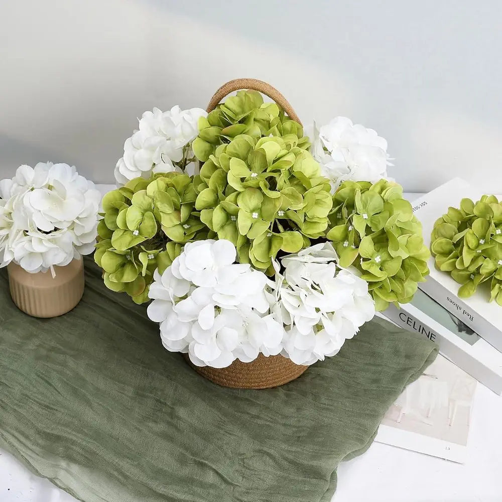 104PCS Artificial Green Hydrangea Stems – Realistic Silk Faux Hydrangea Flowers for Wedding Centerpieces, Outdoor Decor, Baby Shower & Party Arrangements