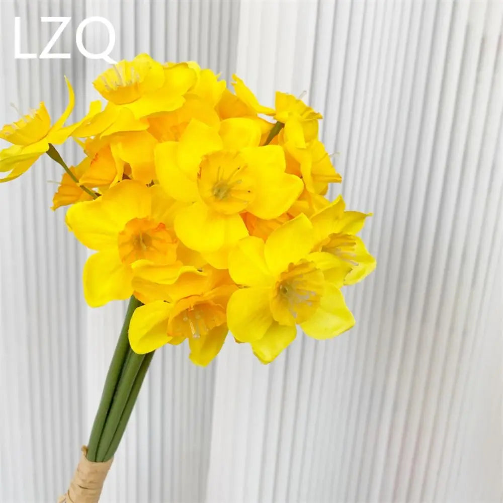 Artificial Daffodil Flower Bouquet – 6PCS Bundle Faux Daffodil Flowers for Wedding Decor, Home Arrangement, Spring Centerpieces & Event Decorations