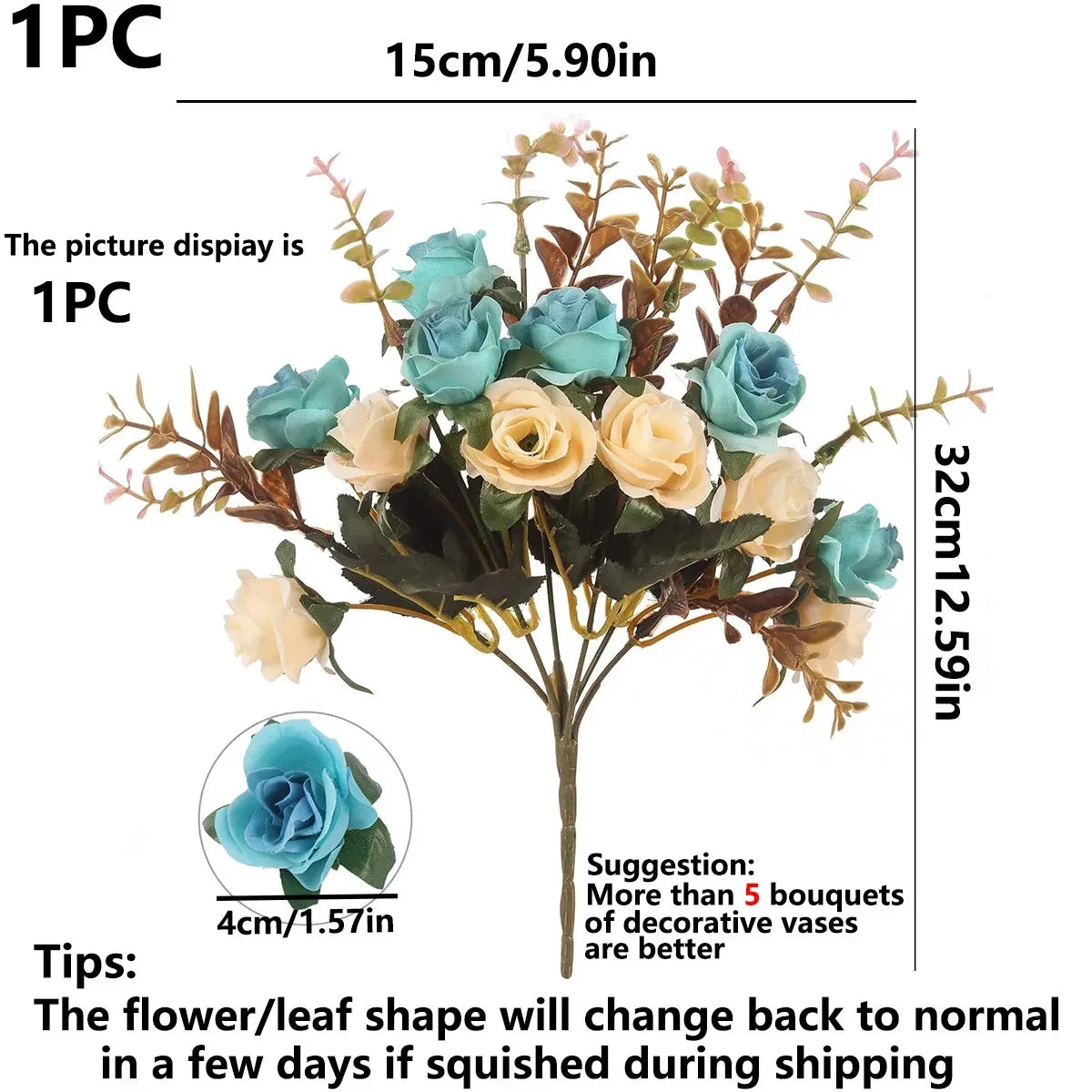 Artificial Silk Rose Bouquet – Realistic Faux Rose Flowers