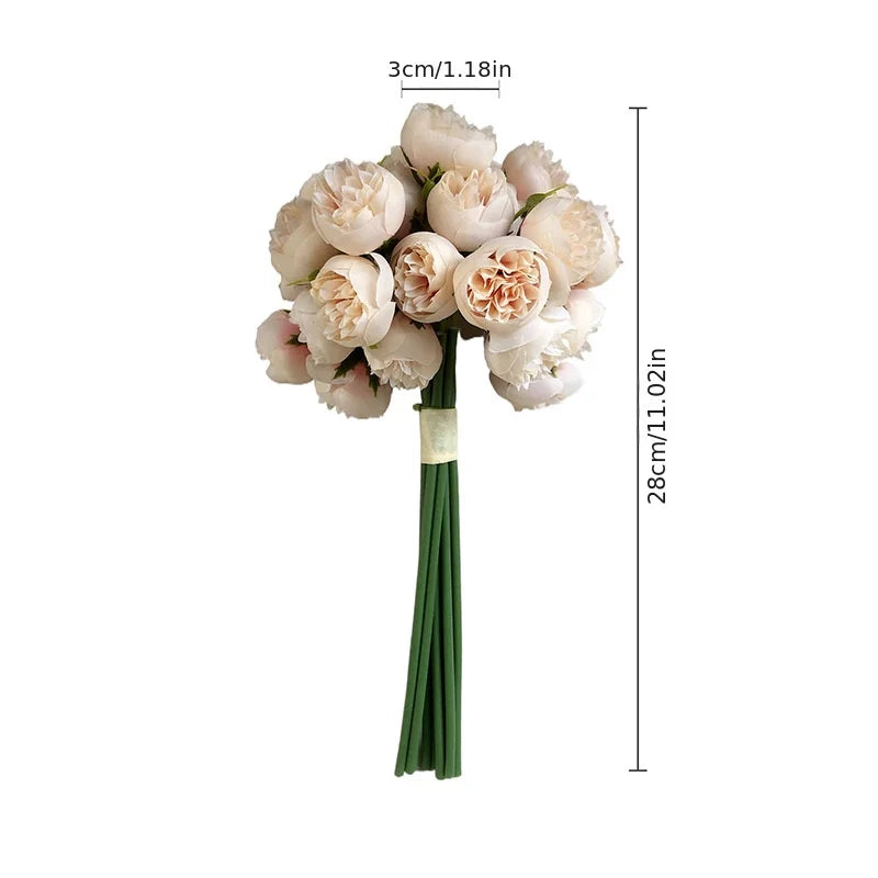 27-Head Artificial Peony & Rose Silk Bouquet Bulk – Rose Pink Arrangement