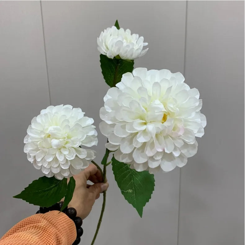 Lifelike Artificial Hydrangea Flowers Bulk – 3-Head Silk Hydrangea Branch