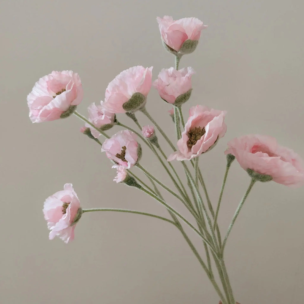 Artificial Poppy Stems – 65cm Long Faux Flowers for Wedding, DIY Decor