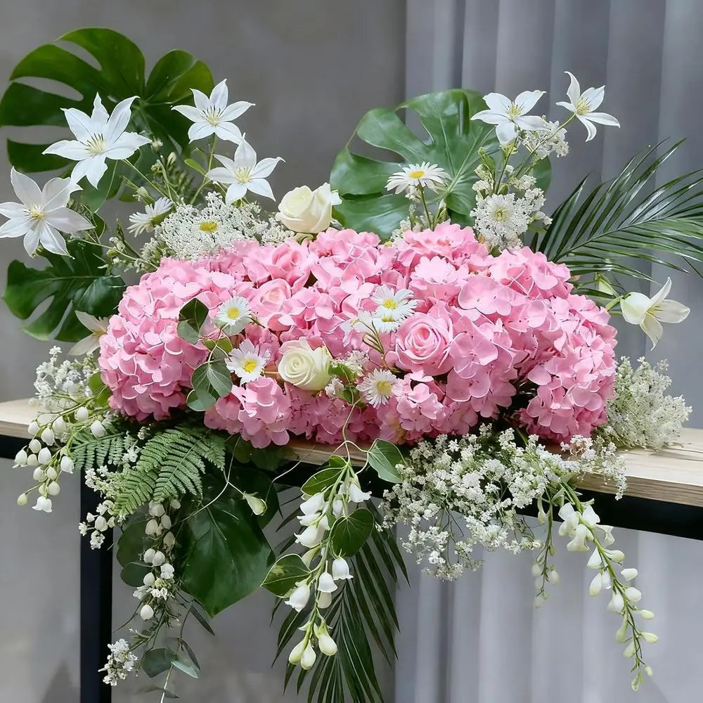 100PCS Pink Artificial Hydrangea Flowers with Stems – Bulk Faux Hydrangea for Wedding Centerpieces, Garden Decor, Home Floral Arrangements, DIY Event Decorations