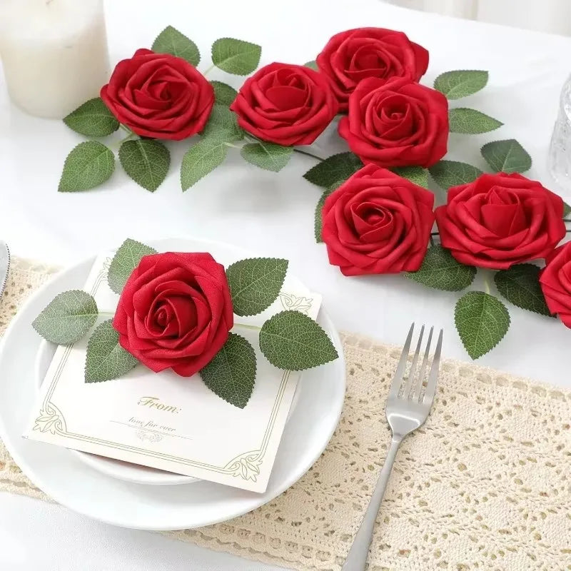 Artificial Red Foam Roses – Velvet DIY Wedding Flower Set