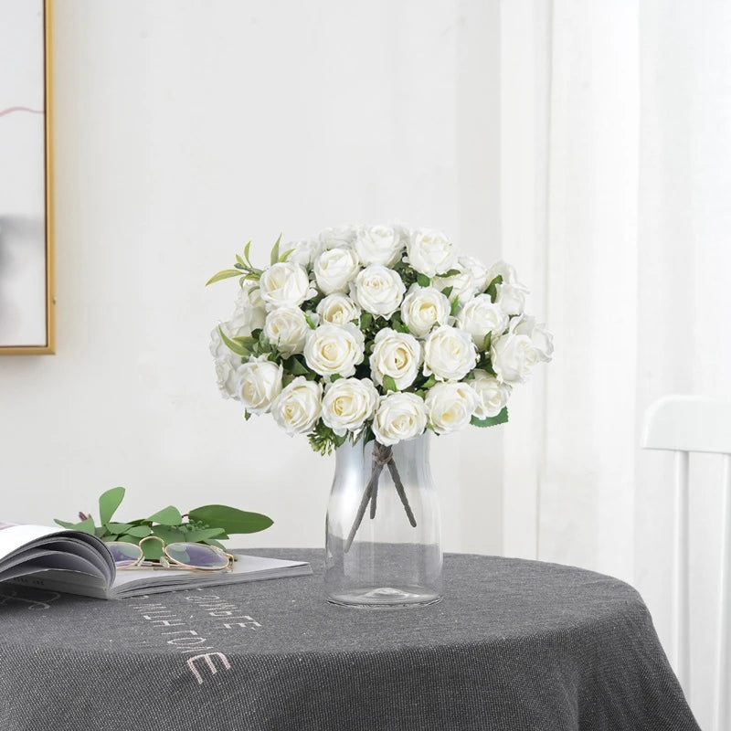Bulk Artificial Roses- 10-Head Silk Bouquet