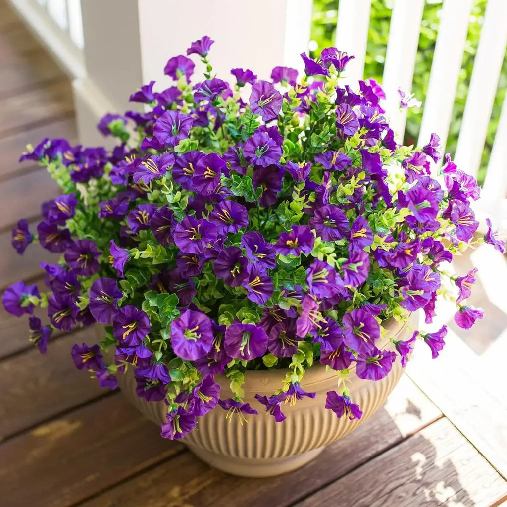 4 Bundles Artificial Morning Glory Flowers – UV Resistant Outdoor