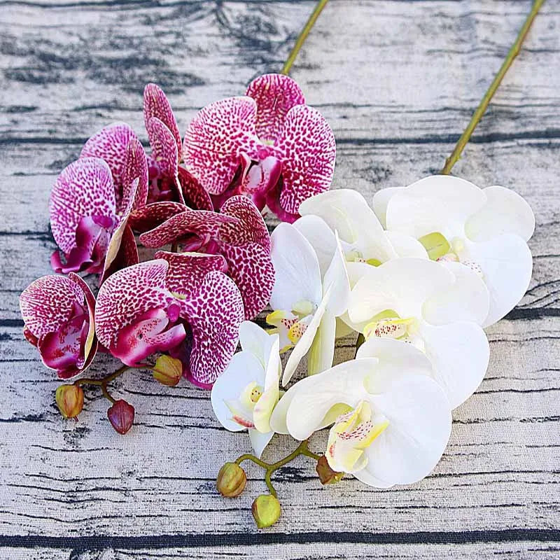 6 Head Silk Faux Butterfly Orchid Flowers