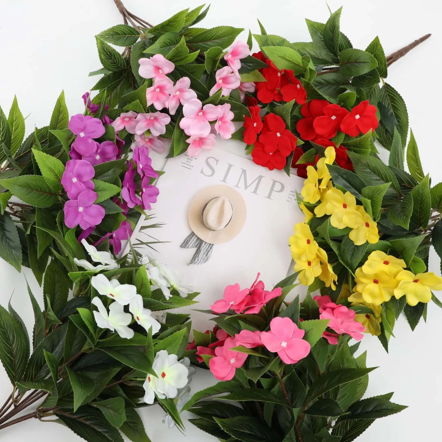 1/2/6PCS Artificial Balsam Flowers – UV Resistant Realistic Silk Faux Flower Stems for Indoor Outdoor Decor, Wedding, Home, Hotel Arrangement
