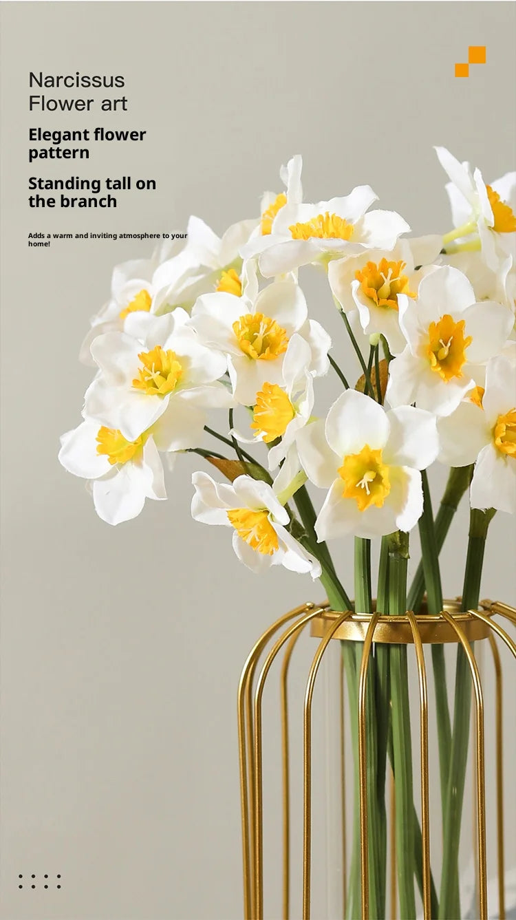 6/18PCS Realistic Faux Daffodil Flowers Bulk – Polyurethane Artificial Daffodil Bouquet