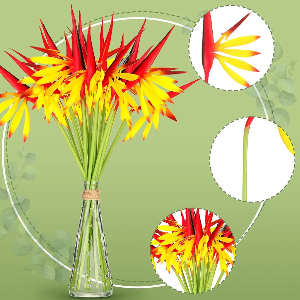 10PCS Artificial Bird of Paradise Flowers Bulk – 22 Inch Faux Strelitzia Stems