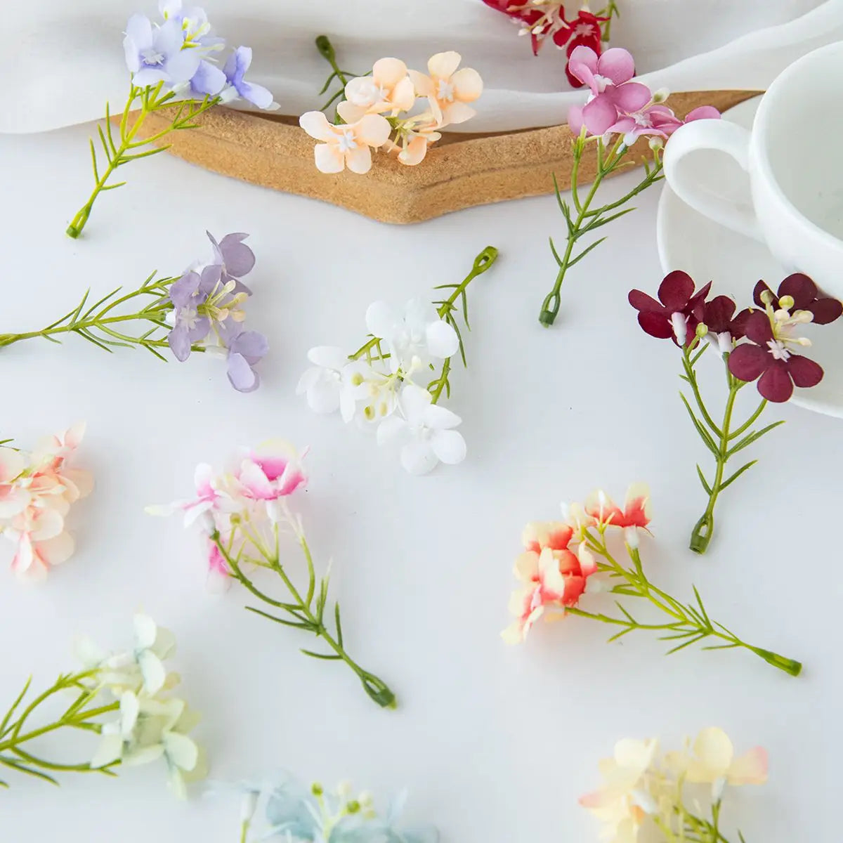 50/100PCS Artificial Plum Blossom Silk Flowers Bulk – Sakura Style Faux Blooms