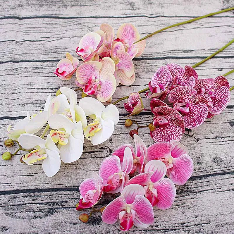 6 Head Silk Faux Butterfly Orchid Flowers