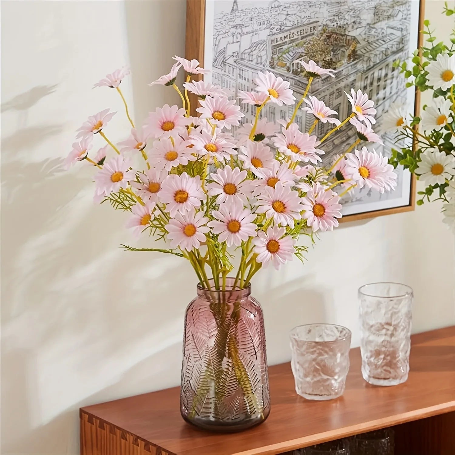 1/2/3PCS Artificial Daisy Flower Bouquet 50cm – Silk Faux Daisy Flowers Bulk