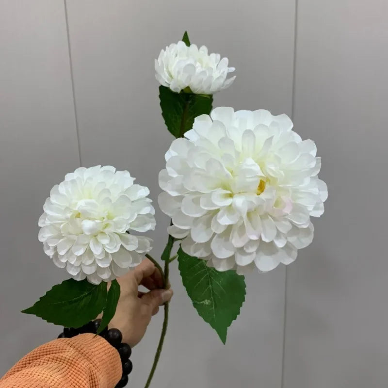 Lifelike Artificial Hydrangea Flowers Bulk – 3-Head Silk Hydrangea Branch