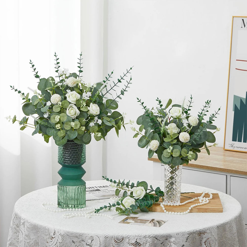 60PCS Artificial Eucalyptus & Silver Dollar Stems Bulk – Artificial Greenery Bouquet