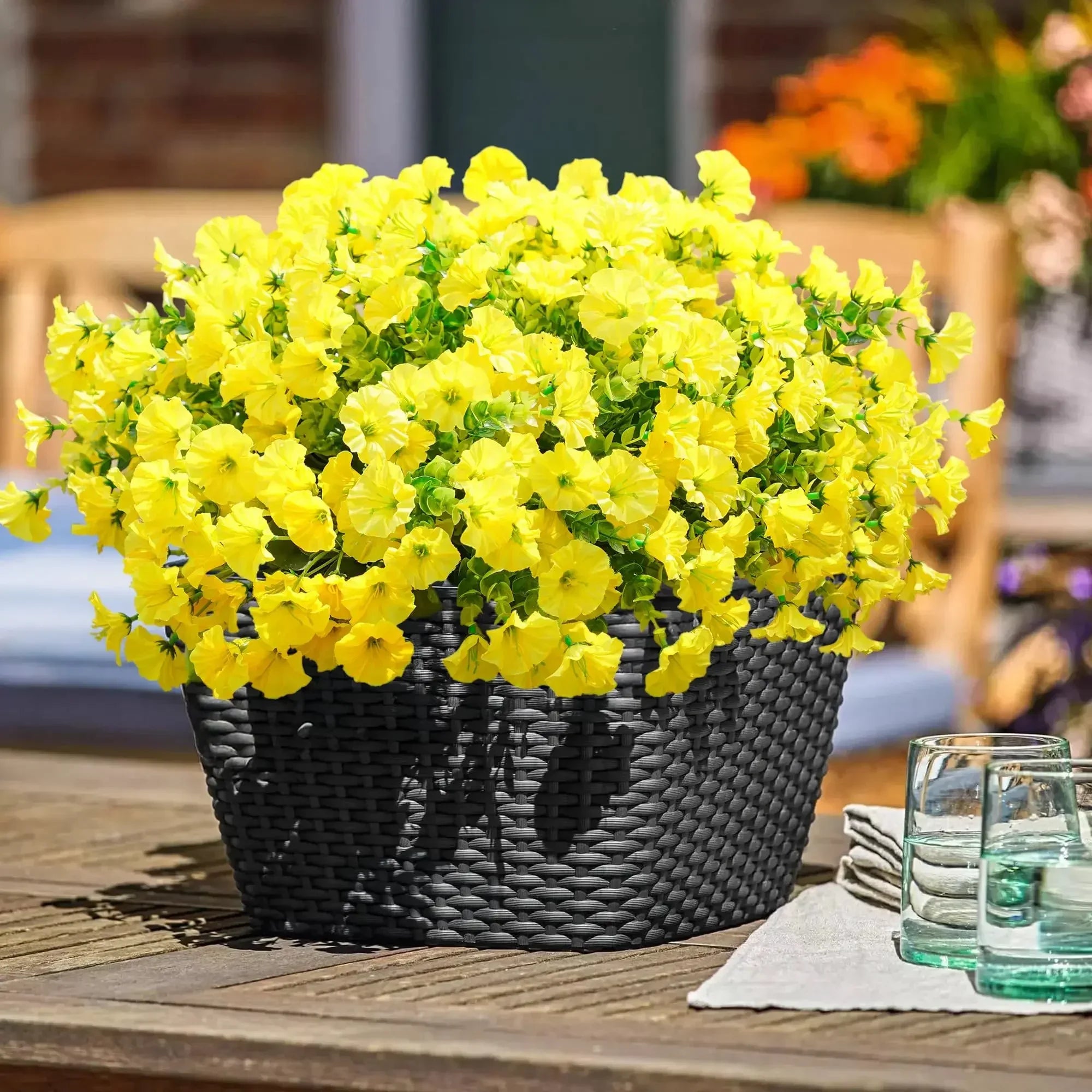 4 Bundles Artificial Morning Glory Flowers – UV Resistant Outdoor