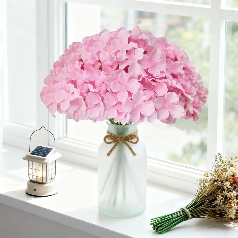 100PCS Pink Artificial Hydrangea Flowers with Stems – Bulk Faux Hydrangea for Wedding Centerpieces, Garden Decor, Home Floral Arrangements, DIY Event Decorations