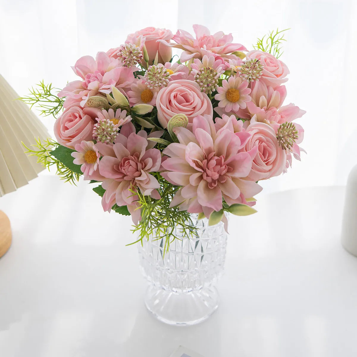 Artificial Dahlia Rose Bouquet – Silk Faux Flowers