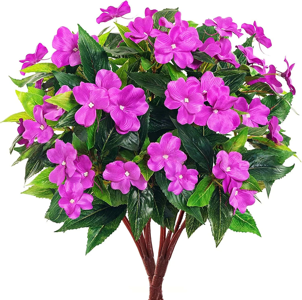 1/2/6PCS Artificial Balsam Flowers – UV Resistant Realistic Silk Faux Flower Stems for Indoor Outdoor Decor, Wedding, Home, Hotel Arrangement