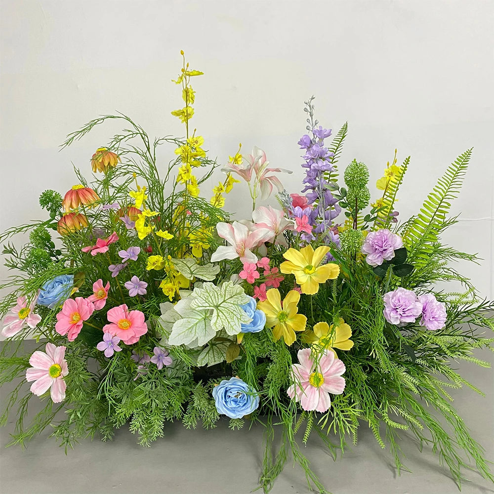 Artificial Green Plants & Rose Wedding Backdrop Flower Row – Silk Hanging Floral Arrangement for Event Stage, Party Decor, Ceremony Arch & Floor Decoration