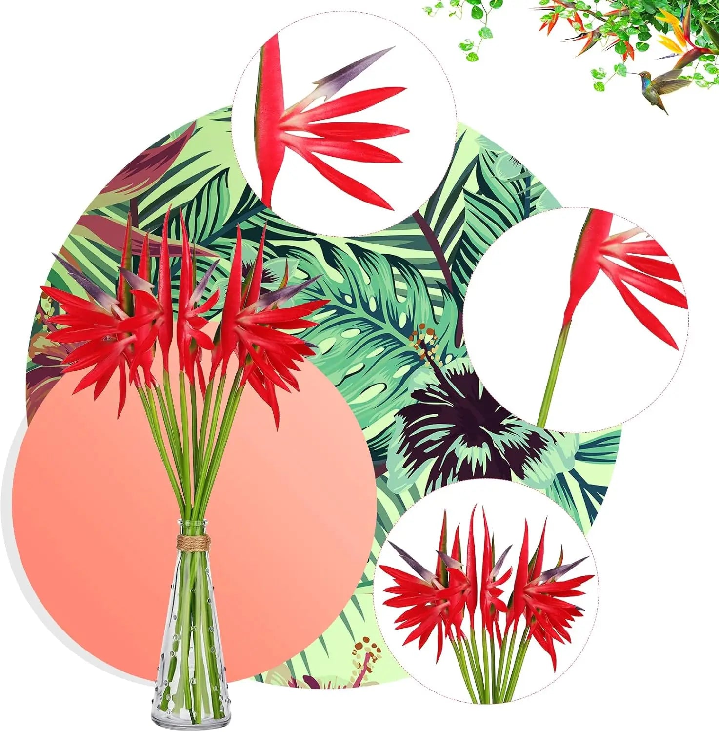 10PCS Artificial Bird of Paradise Flowers Bulk – 22 Inch Faux Strelitzia Stems
