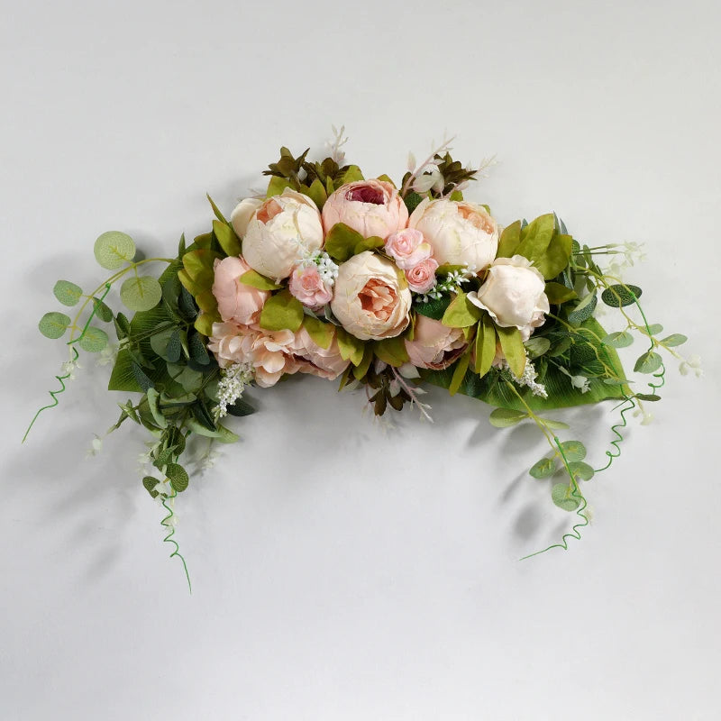 Artificial Champagne Peony & Rose Arch Wreath Bulk – Faux Floral Garland