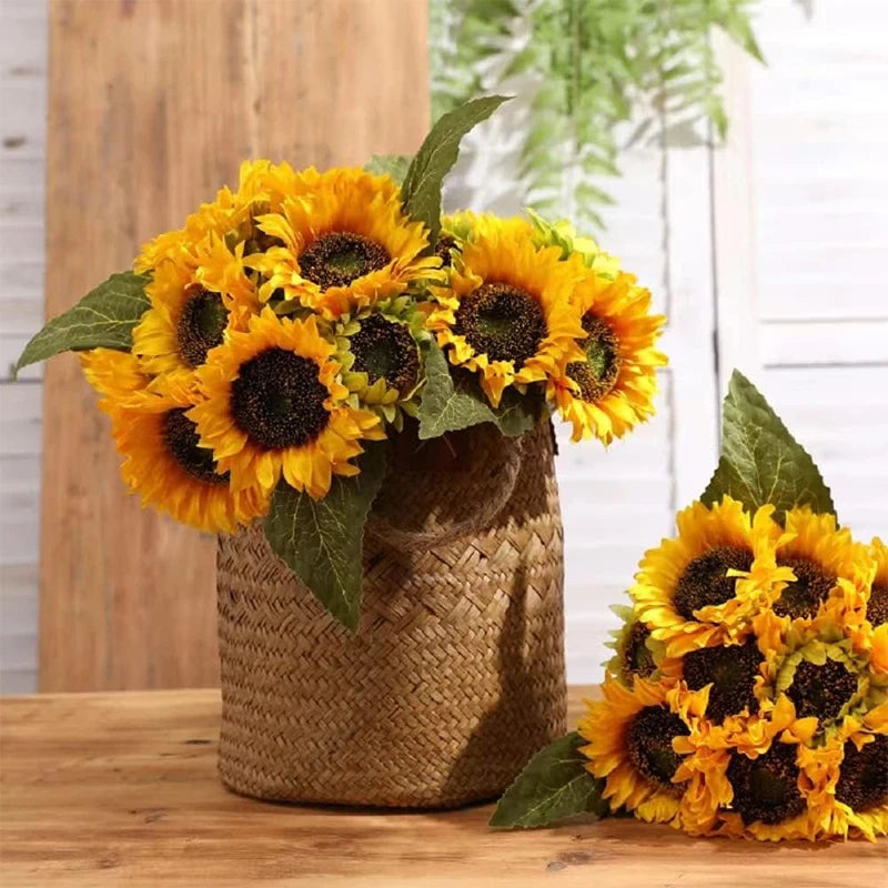 Artificial Sunflower Bouquet – Silk Real Touch Faux Flowers