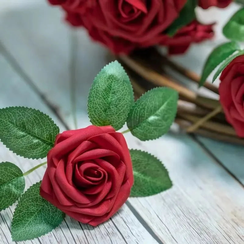 Artificial Red Foam Roses – Velvet DIY Wedding Flower Set